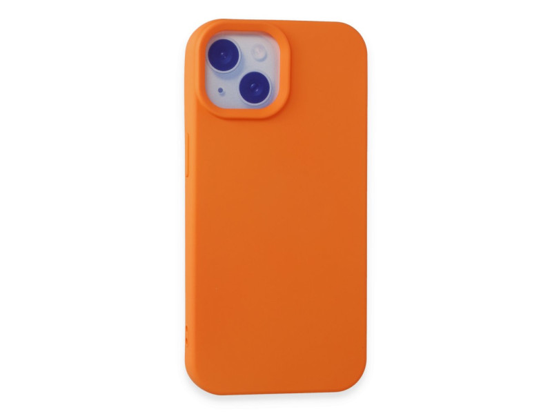Newface iPhone 15 Plus Kılıf Nano içi Kadife Silikon - Turuncu