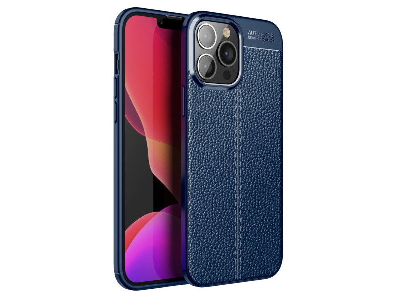 Newface iPhone 15 Pro Kılıf Focus Derili Silikon - Lacivert