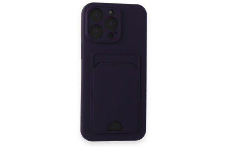 Newface iPhone 15 Pro Kılıf Kelvin Kartvizitli Silikon - Derin Mor