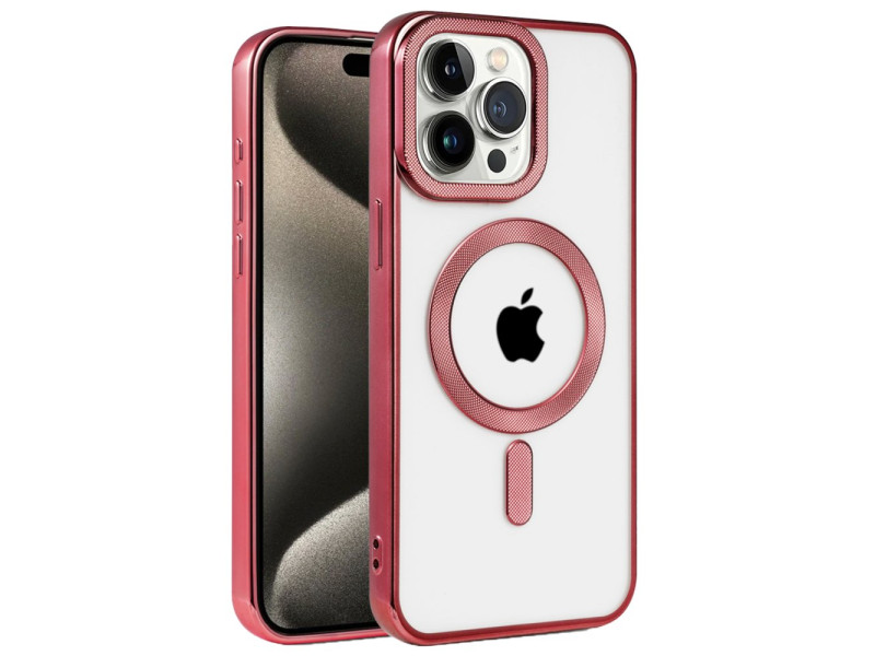 Newface iPhone 15 Pro Kılıf Kronos Magsafe Kapak - Bordo