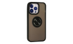 Newface iPhone 15 Pro Kılıf Montreal Yüzüklü Silikon Kapak - Siyah
