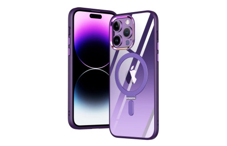 Newface iPhone 15 Pro Kılıf Mudo Magneticsafe Standlı Kapak - Derin Mor