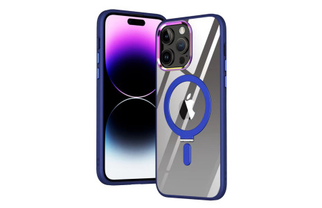Newface iPhone 15 Pro Kılıf Mudo Magneticsafe Standlı Kapak - Lacivert