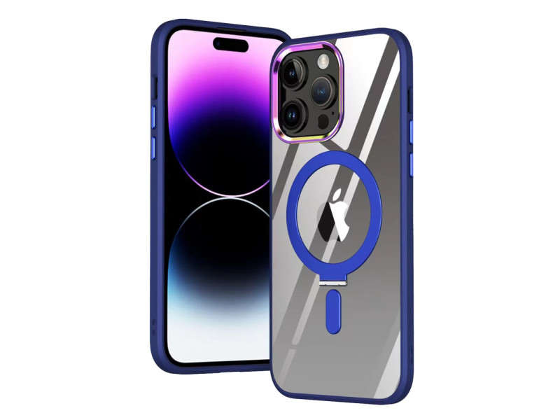 Newface iPhone 15 Pro Kılıf Mudo Magneticsafe Standlı Kapak - Lacivert