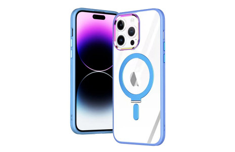 Newface iPhone 15 Pro Kılıf Mudo Magneticsafe Standlı Kapak - Sierra Blue