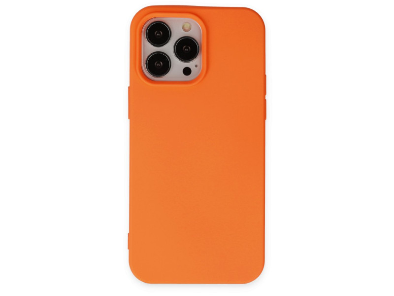 Newface iPhone 15 Pro Kılıf Nano içi Kadife Silikon - Turuncu