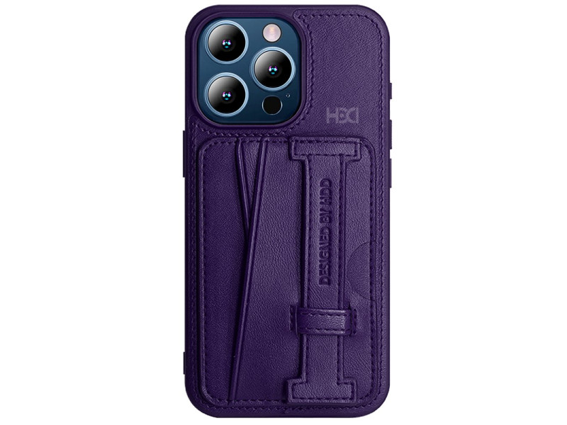 HDD iPhone 15 Pro Max Kılıf HD Deri Kartvizitli Kapak - Derin Mor