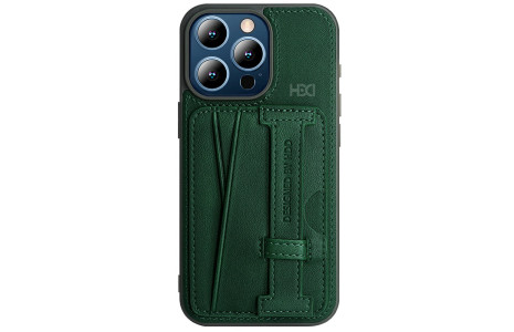 HDD iPhone 15 Pro Max Kılıf HD Deri Kartvizitli Kapak - Yeşil