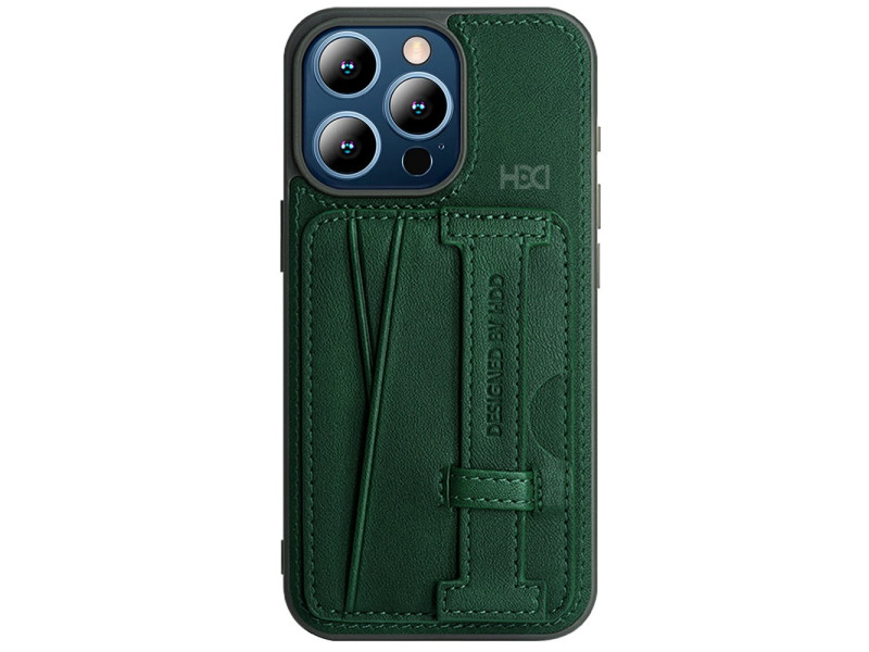 HDD iPhone 15 Pro Max Kılıf HD Deri Kartvizitli Kapak - Yeşil