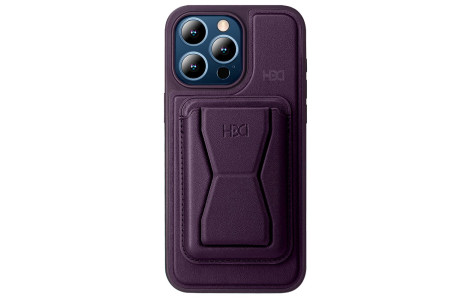 HDD iPhone 15 Pro Max Kılıf HD Deri Luxury Magnet Kartvizitli Kapak - Derin Mor