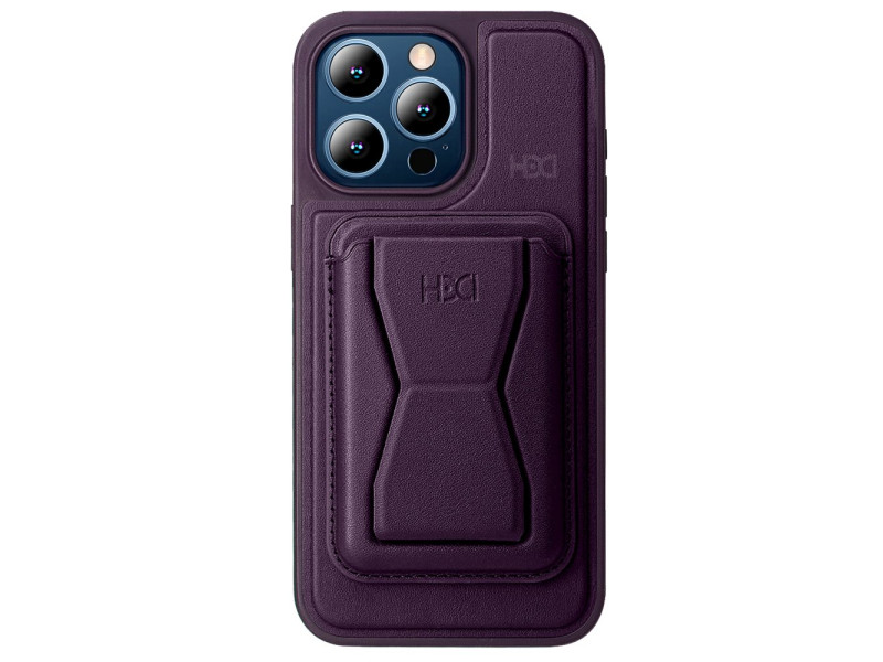 HDD iPhone 15 Pro Max Kılıf HD Deri Luxury Magnet Kartvizitli Kapak - Derin Mor