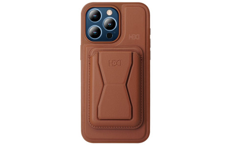 HDD iPhone 15 Pro Max Kılıf HD Deri Luxury Magnet Kartvizitli Kapak - Kahverengi