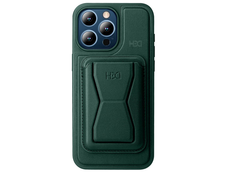 HDD iPhone 15 Pro Max Kılıf HD Deri Luxury Magnet Kartvizitli Kapak - Koyu Yeşil