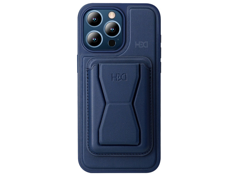 HDD iPhone 15 Pro Max Kılıf HD Deri Luxury Magnet Kartvizitli Kapak - Lacivert