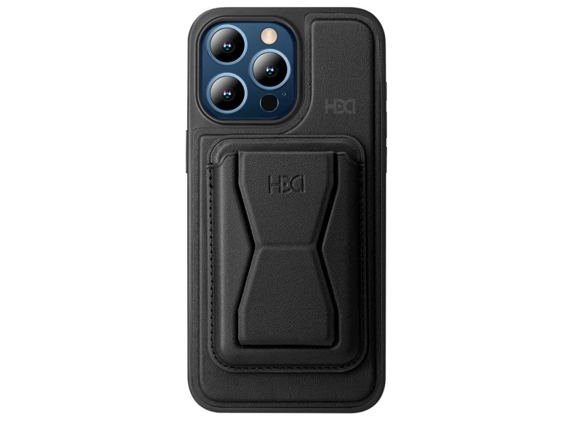 HDD iPhone 15 Pro Max Kılıf HD Deri Luxury Magnet Kartvizitli Kapak - Siyah