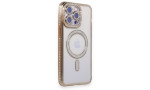 Newface iPhone 15 Pro Max Kılıf Joke Simli Magneticsafe Kılıf - Gold