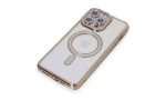 Newface iPhone 15 Pro Max Kılıf Joke Simli Magneticsafe Kılıf - Gold
