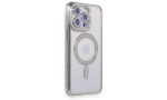 Newface iPhone 15 Pro Max Kılıf Joke Simli Magneticsafe Kılıf - Gümüş