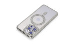 Newface iPhone 15 Pro Max Kılıf Joke Simli Magneticsafe Kılıf - Gümüş