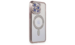 Newface iPhone 15 Pro Max Kılıf Joke Simli Magneticsafe Kılıf - Pembe