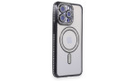 Newface iPhone 15 Pro Max Kılıf Joke Simli Magneticsafe Kılıf - Siyah