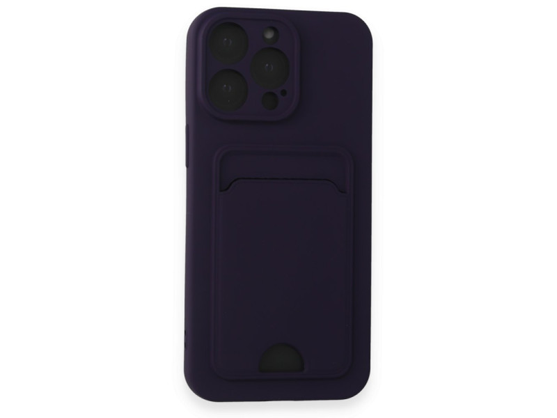 Newface iPhone 15 Pro Max Kılıf Kelvin Kartvizitli Silikon - Derin Mor