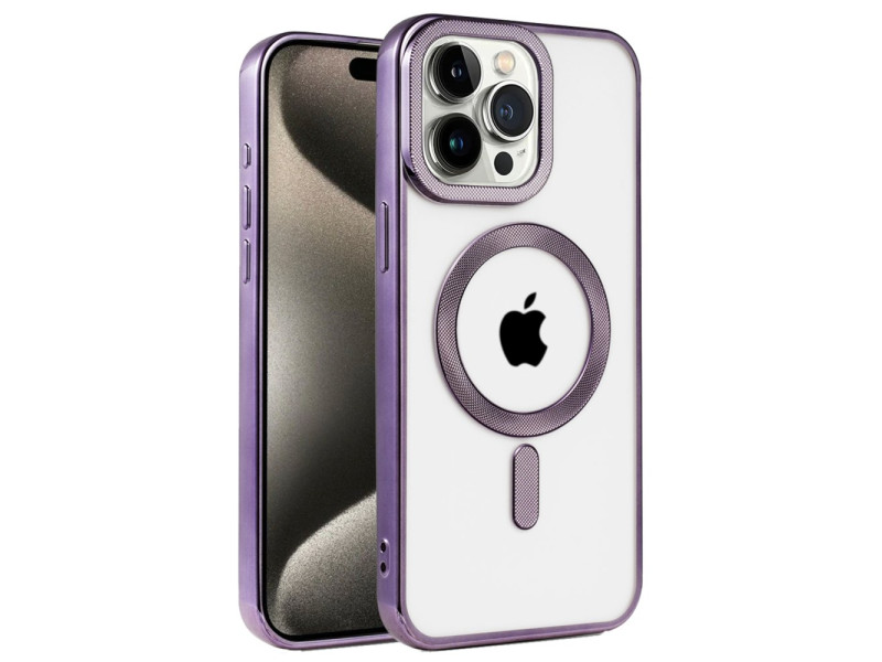 Newface iPhone 15 Pro Max Kılıf Kronos Magsafe Kapak - Derin Mor