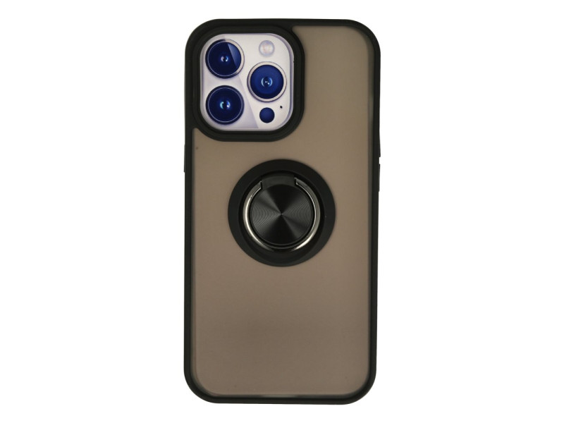 Newface iPhone 15 Pro Max Kılıf Montreal Yüzüklü Silikon Kapak - Siyah