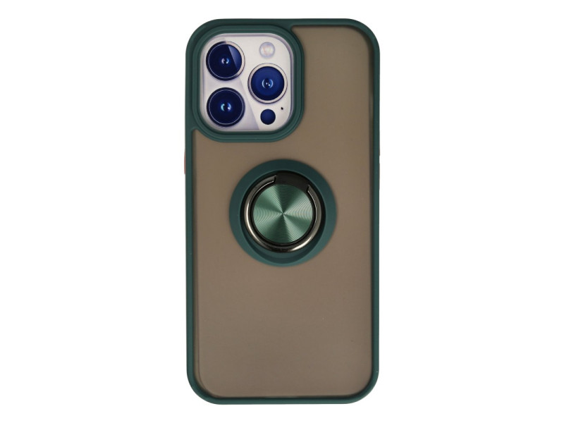 Newface iPhone 15 Pro Max Kılıf Montreal Yüzüklü Silikon Kapak - Yeşil