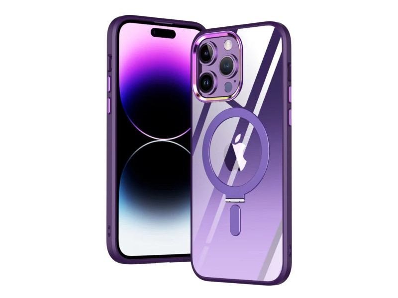 Newface iPhone 15 Pro Max Kılıf Mudo Magneticsafe Standlı Kapak - Derin Mor