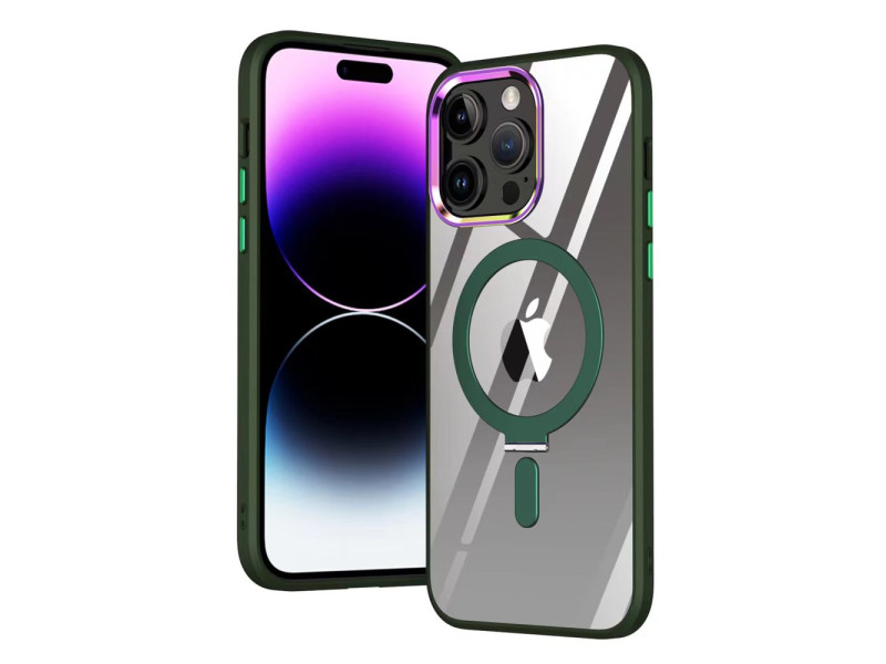 Newface iPhone 15 Pro Max Kılıf Mudo Magneticsafe Standlı Kapak - Köknar Yeşili