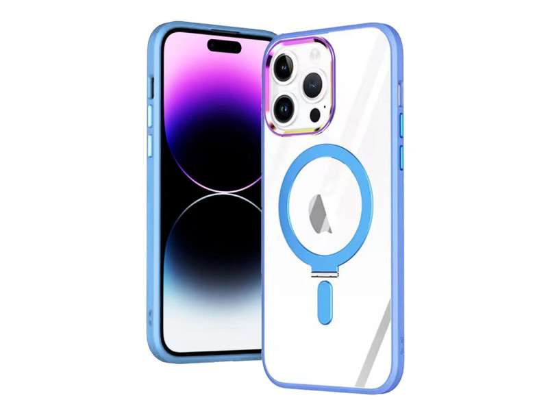Newface iPhone 15 Pro Max Kılıf Mudo Magneticsafe Standlı Kapak - Sierra Blue