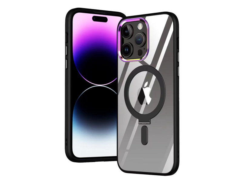 Newface iPhone 15 Pro Max Kılıf Mudo Magneticsafe Standlı Kapak - Siyah