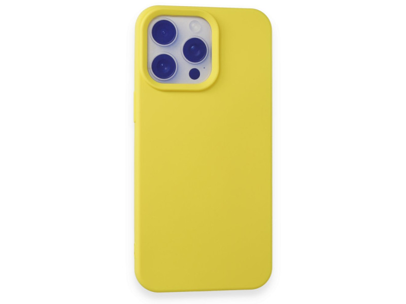 Newface iPhone 15 Pro Max Kılıf Nano içi Kadife Silikon - Sarı