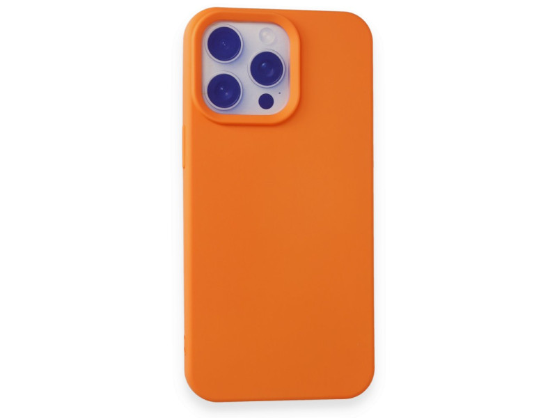 Newface iPhone 15 Pro Max Kılıf Nano içi Kadife Silikon - Turuncu