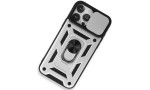 Newface iPhone 15 Pro Max Kılıf Pars Lens Yüzüklü Silikon - Gümüş