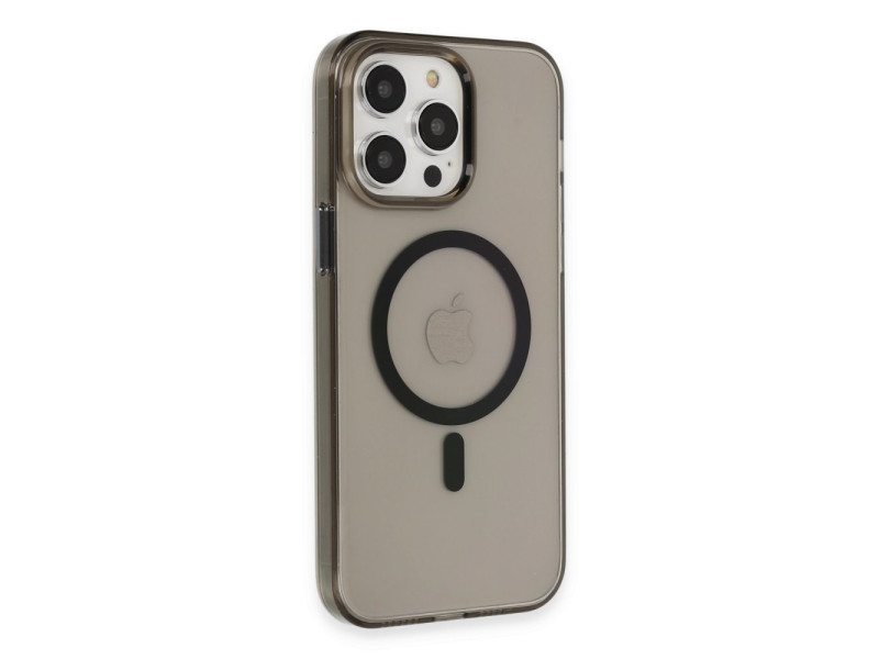 Newface iPhone 15 Pro Max Kılıf Tron Şeffaf Magsafe Kapak - Siyah