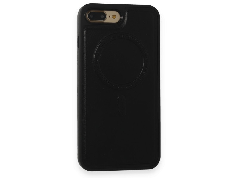 Newface iPhone 7 Plus Kılıf Ozzi Magsafe Deri Kapak - Siyah