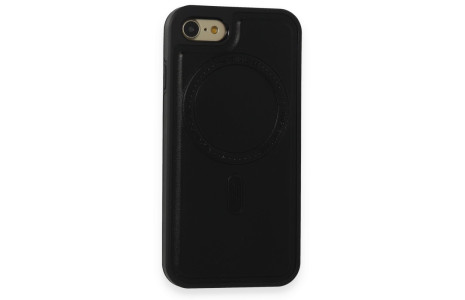 Newface iPhone 8 Kılıf Ozzi Magsafe Deri Kapak - Siyah