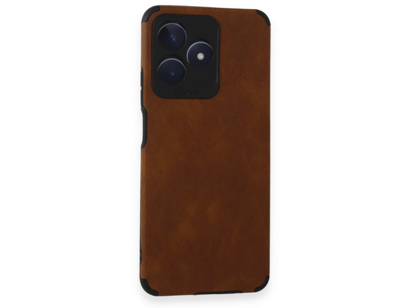 Newface Realme C53 Kılıf Loop Deri Silikon - Kahverengi