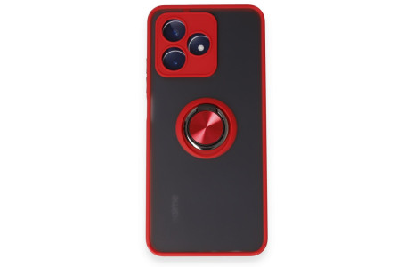 Newface Realme C53 Kılıf Montreal Yüzüklü Silikon Kapak - Kırmızı