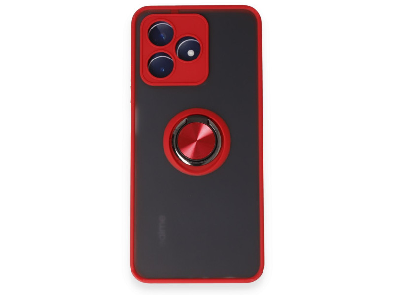Newface Realme C53 Kılıf Montreal Yüzüklü Silikon Kapak - Kırmızı