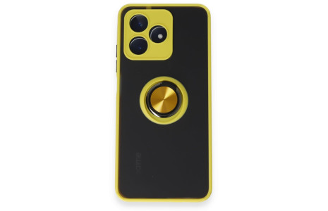 Newface Realme C53 Kılıf Montreal Yüzüklü Silikon Kapak - Sarı