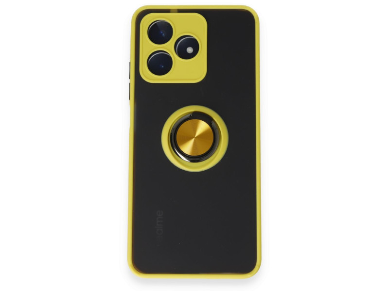 Newface Realme C53 Kılıf Montreal Yüzüklü Silikon Kapak - Sarı