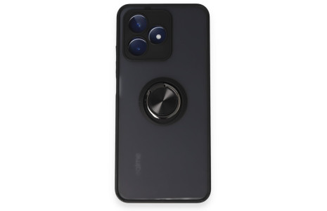 Newface Realme C53 Kılıf Montreal Yüzüklü Silikon Kapak - Siyah