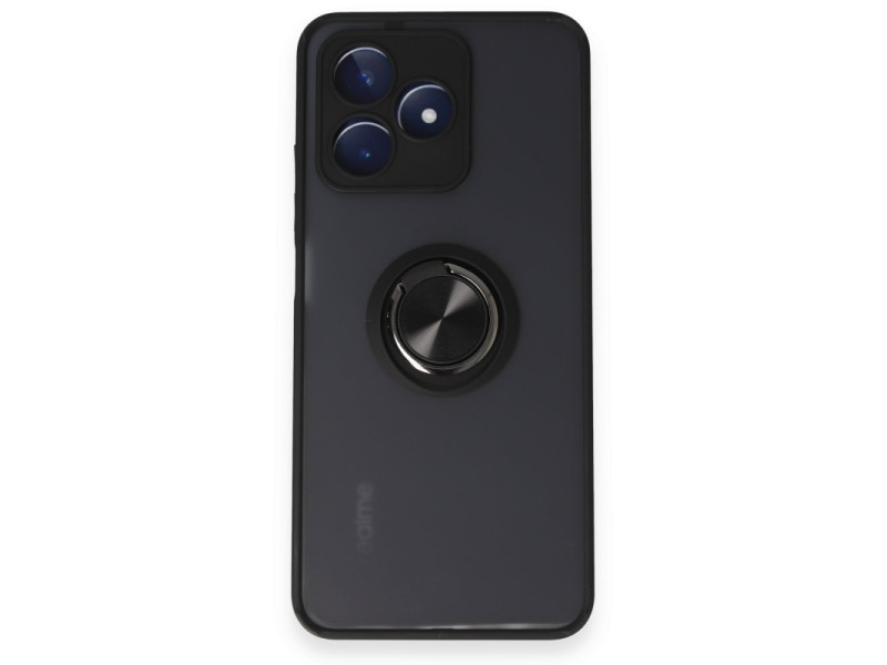 Newface Realme C53 Kılıf Montreal Yüzüklü Silikon Kapak - Siyah
