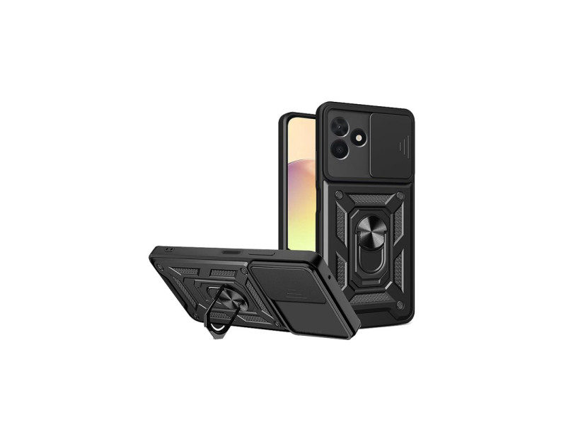 Newface Realme C53 Kılıf Pars Lens Yüzüklü Silikon - Siyah