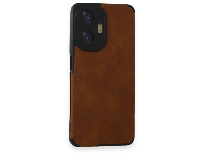 Newface Realme C55 Kılıf Loop Deri Silikon - Kahverengi