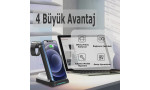Newface S90 4in1 Kablosuz Şarj Masaüstü Set - Siyah