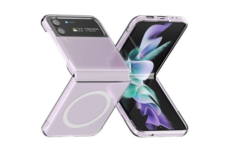 Newface Samsung Galaxy Z Flip 3 Kılıf Magneticsafe Şeffaf Silikon - Şeffaf